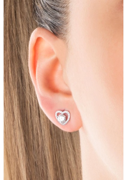 Mozanit Kalbi 18 Ayar Beyaz Altın Kaplama Gümüş Küpe fiyatları