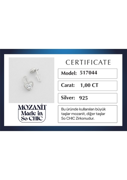 Mozanit Kalbi 18 Ayar Beyaz Altın Kaplama Gümüş Küpe indirimleri