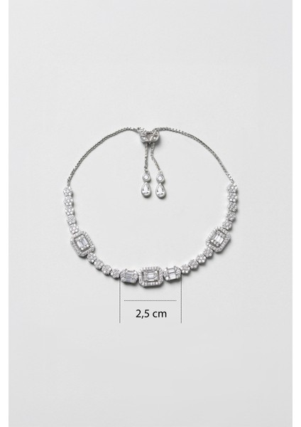 Amelie 18 Ayar Beyaz Altın Kaplama Ayarlanabilir Gümüş Bileklik modelleri