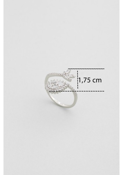 Zambak Işıltısı 18 Ayar Beyaz Altın Kaplama Gümüş Yüzük modelleri