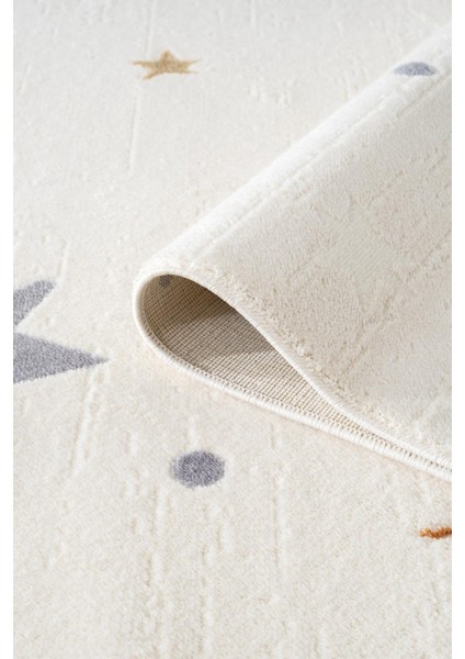 Cotto Kids CK001R Krem Halı Renkli Yıldız Desen Kaymaz Taban Yumuşak Yıkanabilir Çocuk Odası Halısı modelleri