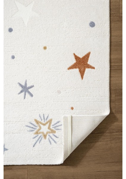 Cotto Kids CK001R Krem Halı Renkli Yıldız Desen Kaymaz Taban Yumuşak Yıkanabilir Çocuk Odası Halısı indirimleri
