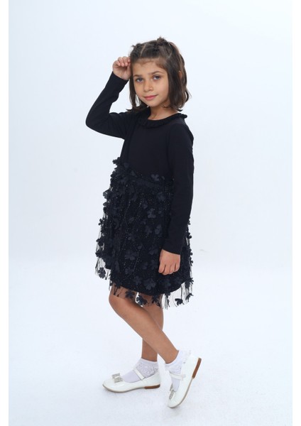 Kız Çocuk Yaka Fırfır Etek 34 Çiçekli Tüllü Elbise fiyatları