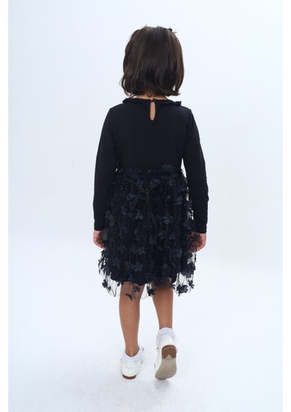 Kız Çocuk Yaka Fırfır Etek 34 Çiçekli Tüllü Elbise fırsatları