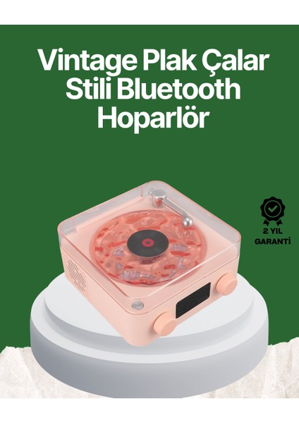 Vintage Tarz Bluetooth Hoparlör – Gece Işığı ve Zaman Göstergeli - SBS1240-2914