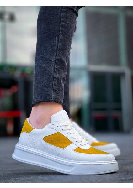 Mtxdpn Kb-X8 Kuback Beyaz Cilt Sarı Süet Detaylı Beyaz Yüksek Taban Günlük Spor Ayakkabı (Numara: 41) fiyatları