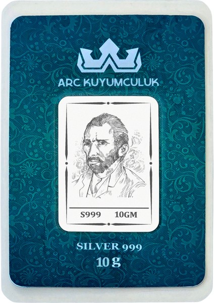 Hediyeye Özel 10 Gram Van Gogh Temalı 999 Ayar Gümüş ile Üretilmiş Gümüş Külçesi-772