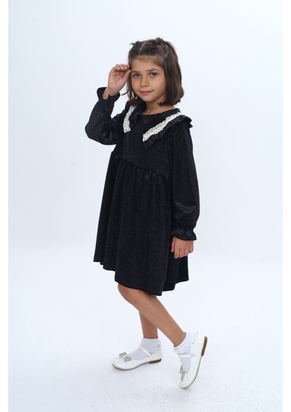 Kız Çocuk Yaka Detaylı Fırfırlı Elbise fiyatları