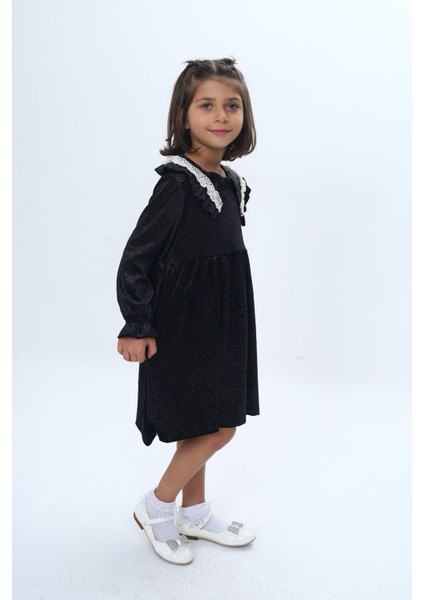Kız Çocuk Yaka Detaylı Fırfırlı Elbise modelleri
