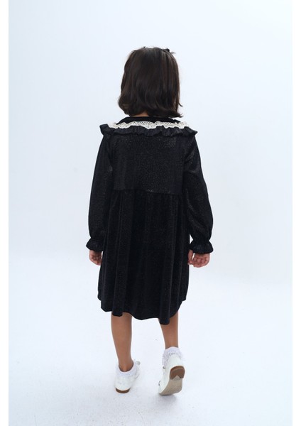 Kız Çocuk Yaka Detaylı Fırfırlı Elbise fırsatları