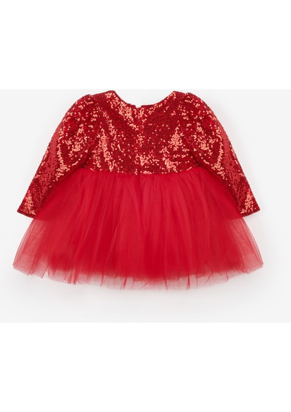 Kırmızı Pullu Uzun Kollu Kız Bebek Elbise - Berry fiyatları