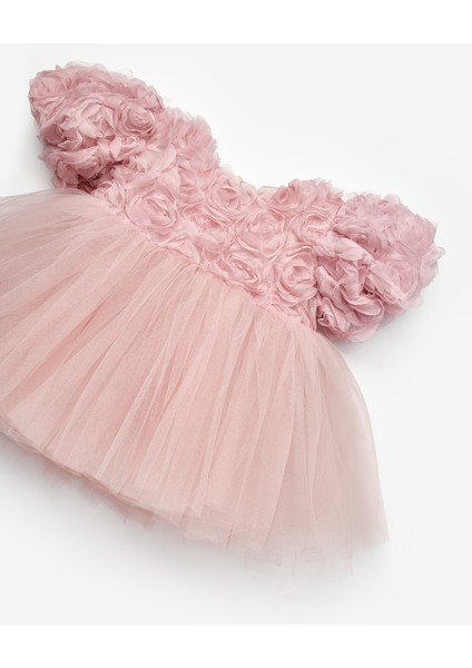 Gülkurusu Gül Detaylı Kız Bebek Elbise - Elina modelleri