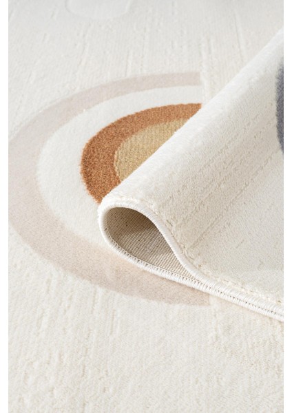 Cotto Kids CK006R Krem Halı Gökkuşağı Desenli Kaymaz Tabanlı Yumuşak Yıkanabilir Çocuk Odası Halısı modelleri