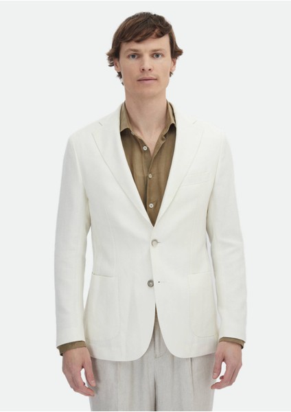 Ekru Desenli Shirt Shoulder Slim Fit Pamuk Karışımlı Ceket