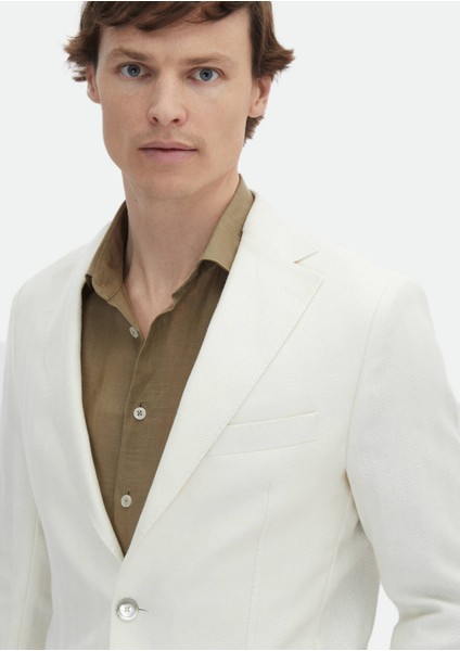 Ekru Desenli Shirt Shoulder Slim Fit Pamuk Karışımlı Ceket modelleri