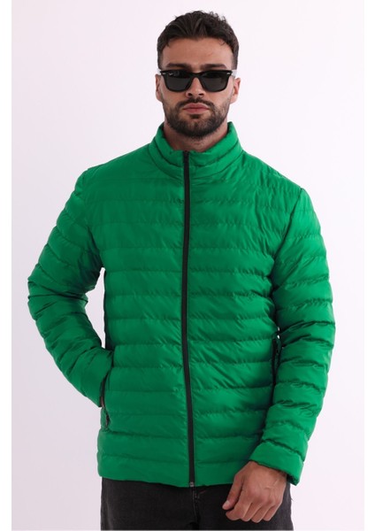 Erkek Rüzgar Geçirmez Taşınabilir Çantalı Sıcak Tutan Elyaf Dolgulu Hafif Şişme Yeşil Mont fırsatları