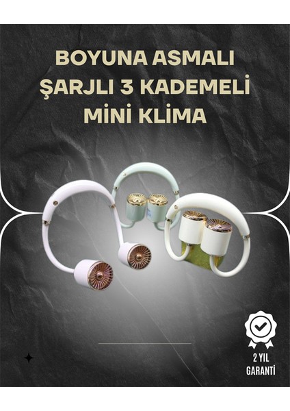 Asılabilir Mini Boyun Fanı | 1000MAH Şarjlı Turbo Güçlü Rüzgar - SBS1788-7600