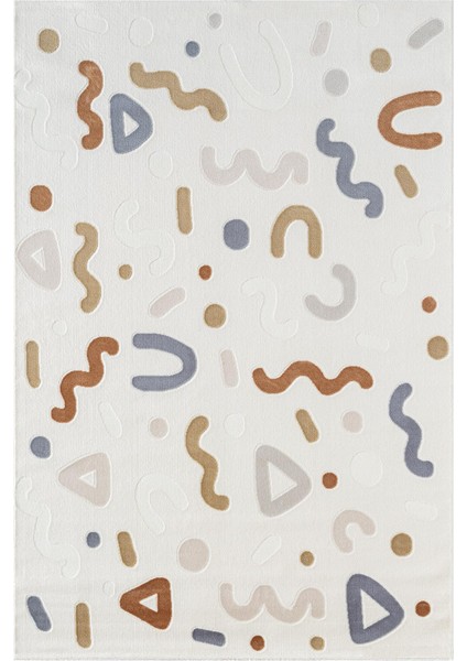 Cotto Kids CK004R Krem Halı Renkli Şekil Desenli Kaymaz Taban Yumuşak Yıkanabilir Çocuk Odası Halısı fiyatları