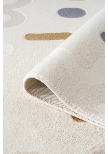 Cotto Kids CK004R Krem Halı Renkli Şekil Desenli Kaymaz Taban Yumuşak Yıkanabilir Çocuk Odası Halısı modelleri
