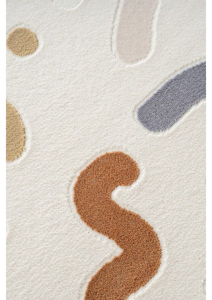 Cotto Kids CK004R Krem Halı Renkli Şekil Desenli Kaymaz Taban Yumuşak Yıkanabilir Çocuk Odası Halısı fırsatları