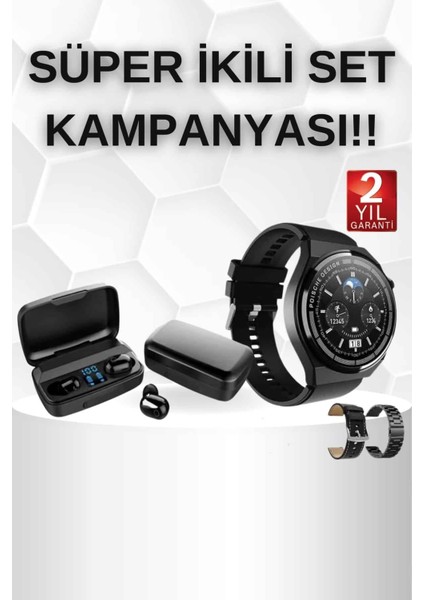 Kablosuz Bluetooth Kulaklık ve Kordon Hediyeli Akıllı Saat Nabız Ölçer Uzun Pi - SBS3856-1182