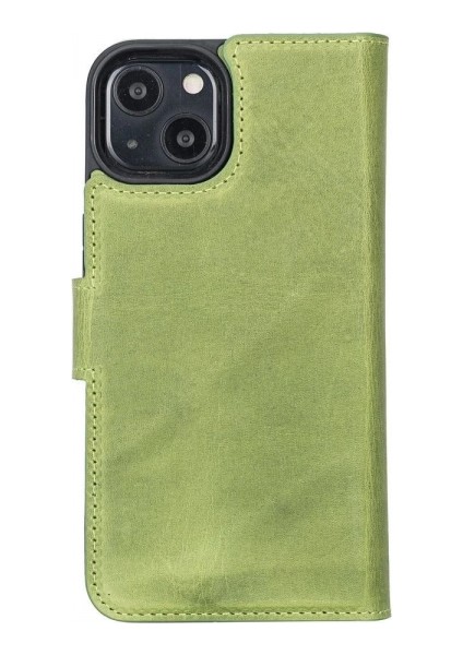 Apple iPhone 13 Uyumlu Deri Cüzdanlı Kılıf Antik Yeşil modelleri