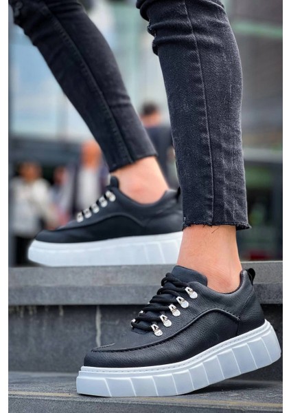 Mtxdpn KB-X10 Kuback Siyah Cilt Beyaz Yüksek Taban Günlük Spor Ayakkabı (Numara: 42) fırsatları