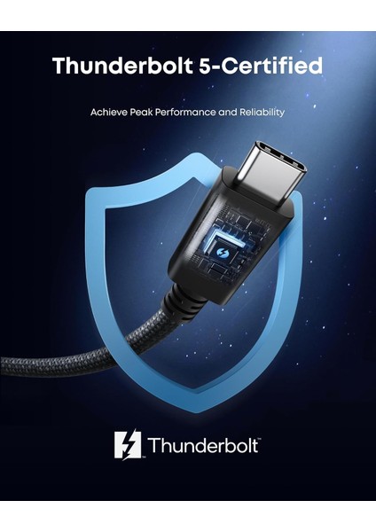 Thunderbolt 5.0 Type-C Kablo – 240W Pd Hızlı Şarj, 120GBPS Veri Aktarımı, 16K 60Hz Görüntü Desteği, E-Marker Akıllı Çipli, Thunderbolt 3/4/usb4 Geriye Uyumluluklu Örgü Kablo | ZR1107 modelleri