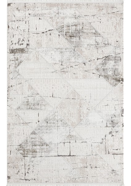 Ottowa OT007G Krem Gri Halı Klasik Desenli Tozu Az Akrilik Pamuk Taban Salon Yatak Odası Halısı modelleri