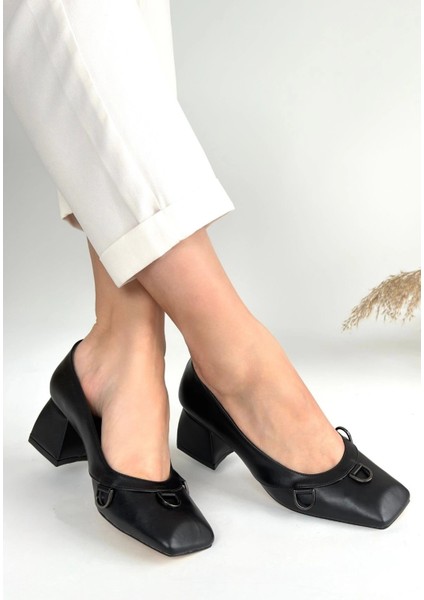Mtxdpn Cande Siyah Cilt Topuklu Ayakkabı (Numara: 37)