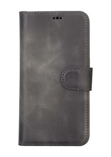 Apple iPhone 15 Pro Uyumlu Deri Cüzdanlı Kılıf Mwwn VS4EF Gri fırsatları