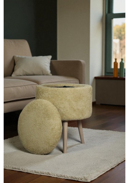 Mantar Sandıklı Puf – Yumuşacık Doku Teddy Kumaş Makyaj Masa Pufu Bench modelleri