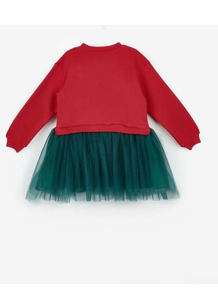 Kırmızı Koala Baskılı Kız Çocuk Yılbaşı Elbise - Renata