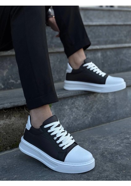 Mtxdpn KB-X46 Kuback Siyah Beyaz Yüksek Beyaz Taban Günlük Spor Ayakkabı (Numara: 40)