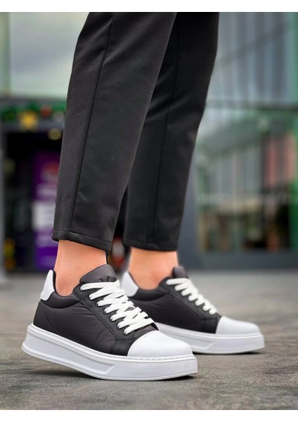 Mtxdpn KB-X46 Kuback Siyah Beyaz Yüksek Beyaz Taban Günlük Spor Ayakkabı (Numara: 40) indirimleri