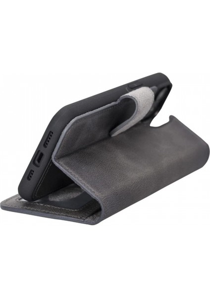 Apple iPhone 14 Uyumlu Deri Cüzdanlı Kılıf Mwwn VS4EF Gri fiyatları