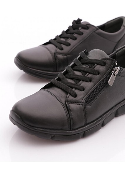 Fabbi 635 Kadın Hakiki Deri Günlük Fermuarlı Faylon Taban Casual Ayakkabı Siyah fırsatları