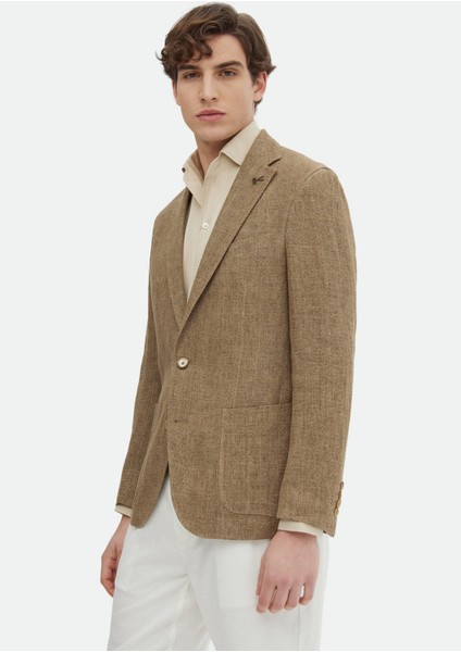 Vizon Desenli Shirt Shoulder Slim Fit %100 Keten Ceket modelleri