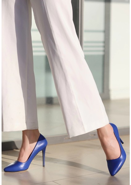 Mtxdpn Jilya Mavi Cilt Stiletto Ayakkabı (Numara: 39) fiyatları
