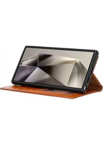 Samsung Galaxy S24 Ultra Uyumlu, Deri Cüzdanlı Kılıf, Efektli Taba modelleri