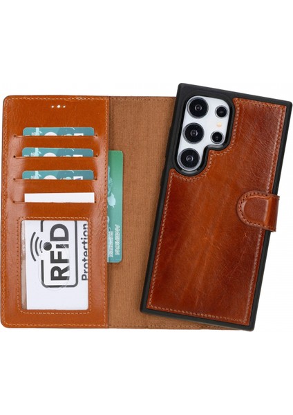 Samsung Galaxy S24 Ultra Uyumlu, Deri Cüzdanlı Kılıf, Efektli Taba indirimleri