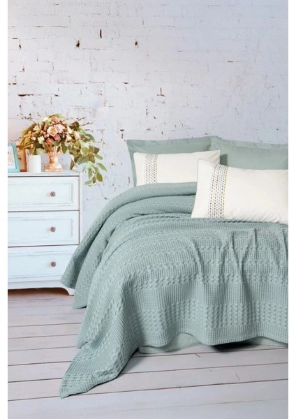 Cotton Box Aura Çift Kişilik Pike Takımı Pebble Mint indirimleri
