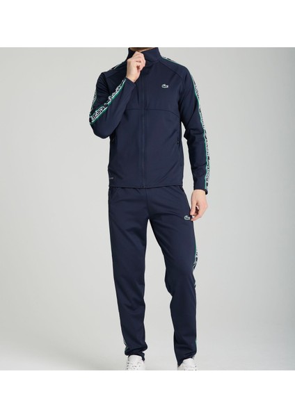 Şeritli Lacivert Dar Kesim Erkek Eşofman