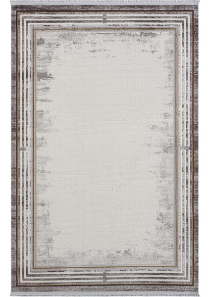 Ottowa OT001G Krem Gri Halı Klasik Desenli Tozu Az Akrilik Pamuk Taban Salon Yatak Odası Halısı modelleri