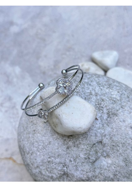 Iki Yoncalı Ayarlanabilir Silver Bileklik fiyatları