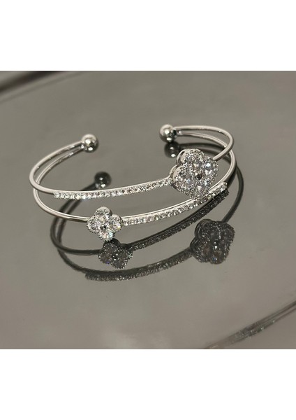 Iki Yoncalı Ayarlanabilir Silver Bileklik modelleri