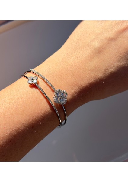 Iki Yoncalı Ayarlanabilir Silver Bileklik indirimleri