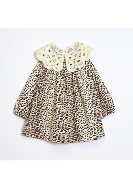 Kız Çocuk Yakalı Leopar Desenli Elbise fiyatları