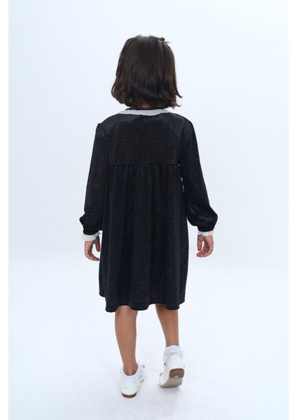 Kız Çocuk Yaka Düğmeli Fırfırlı Elbise indirimleri