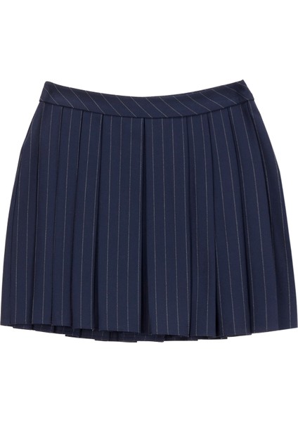 Normal Bel Lacivert - Gri Kadın Çizgili Mini Etek F5WL-ETK0060 fiyatları